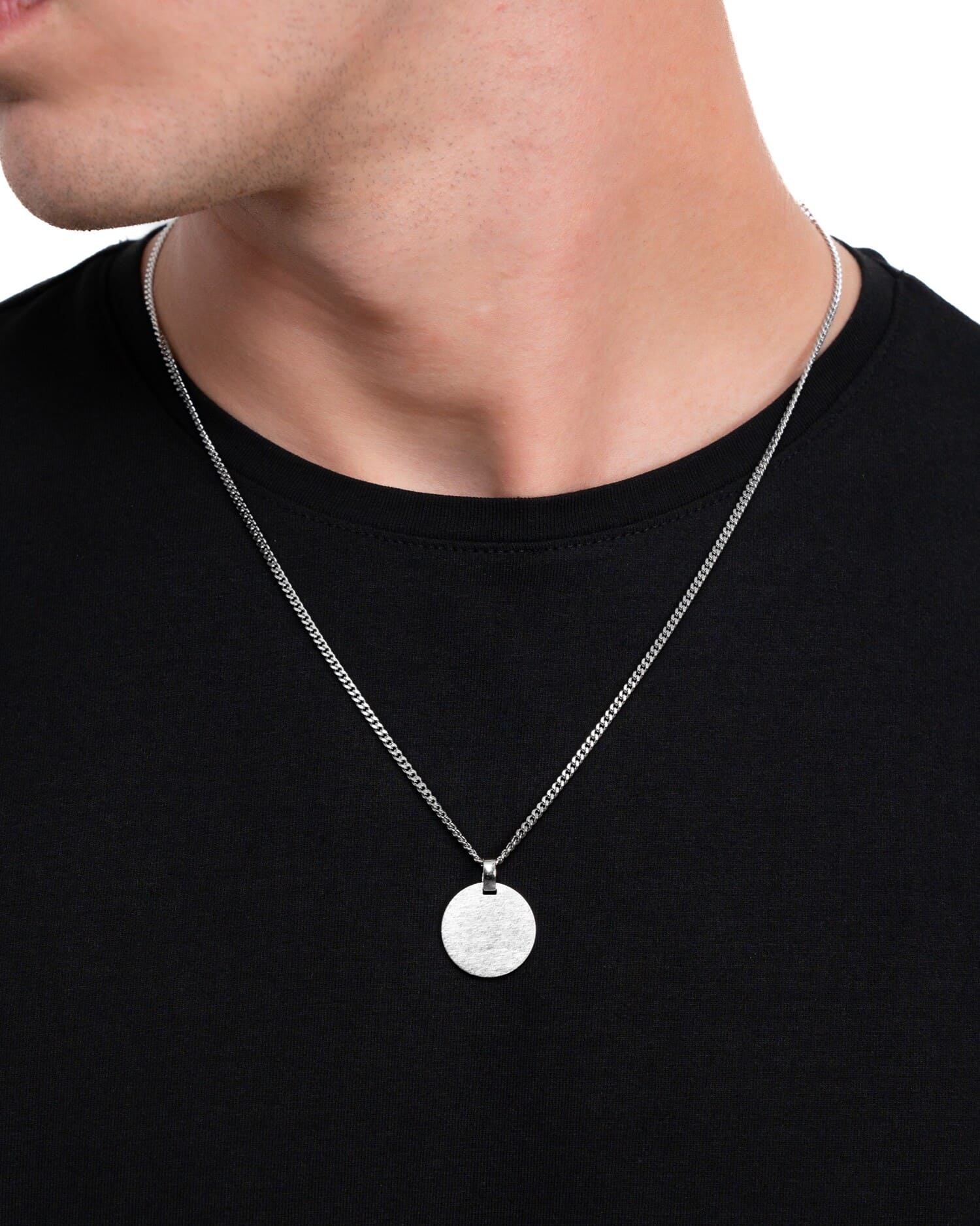 Coordinates engraving plates necklace pendant round ice matt