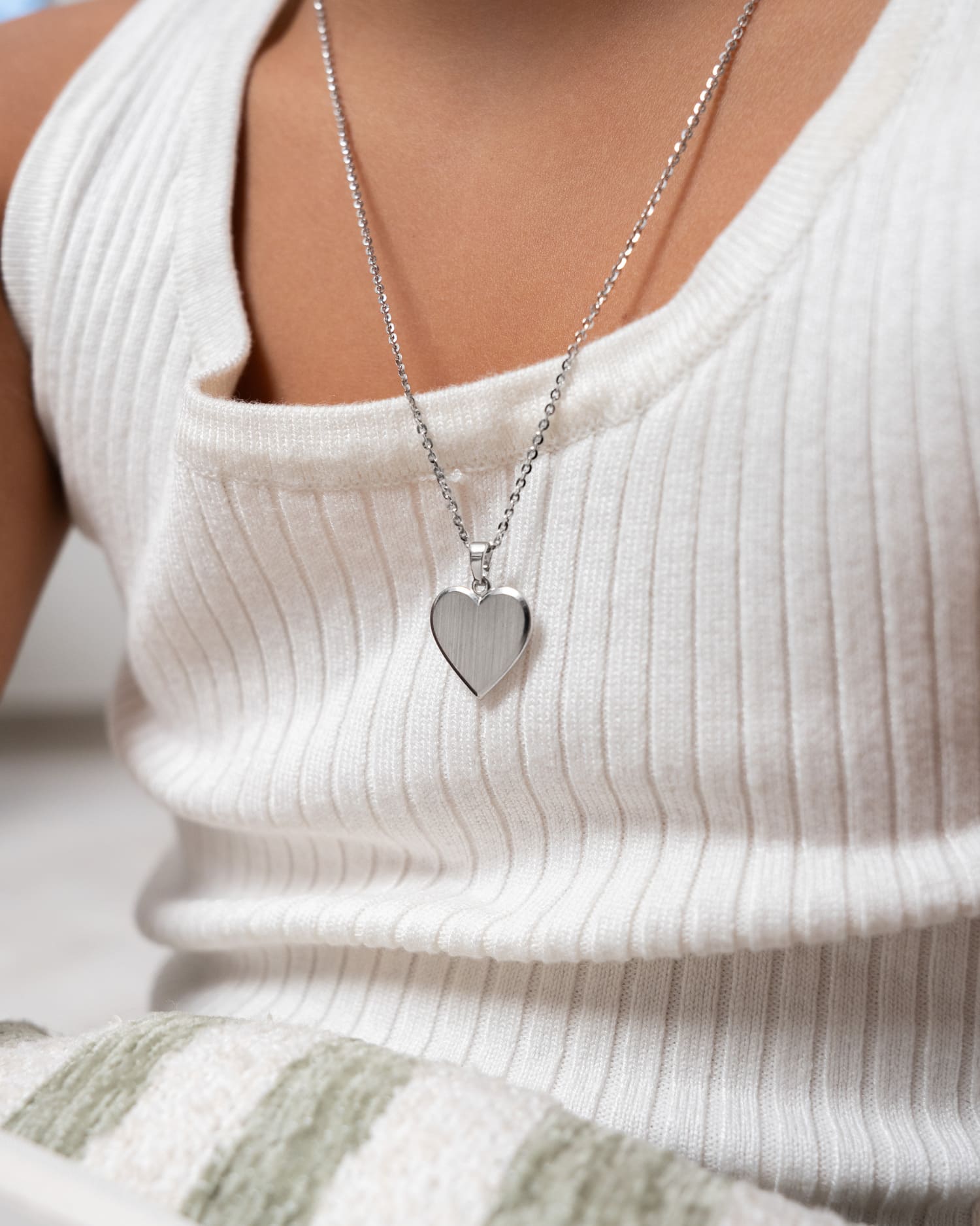 Heart necklace engraving plate pendant 15mm