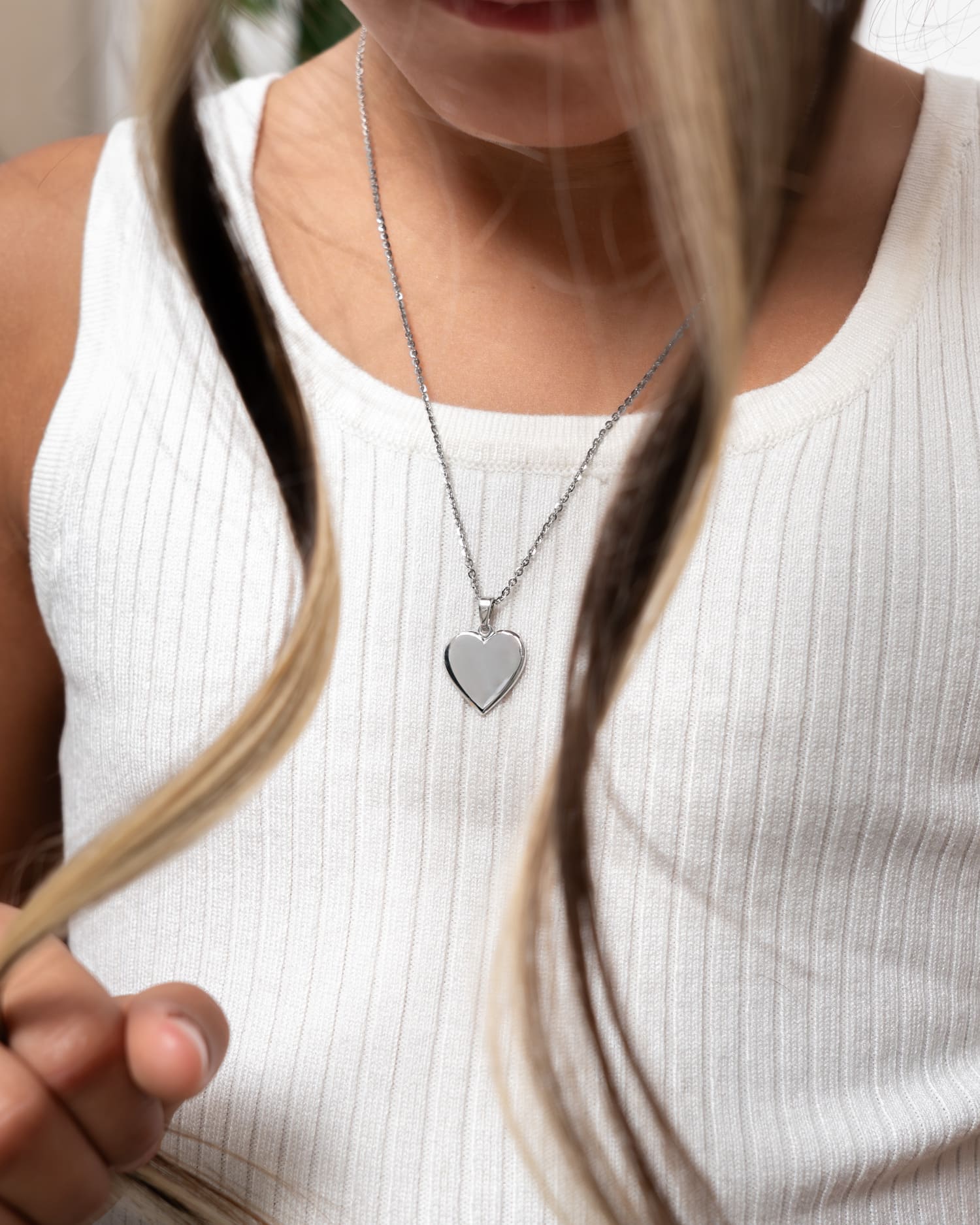 Heart necklace engraving plate pendant 15mm