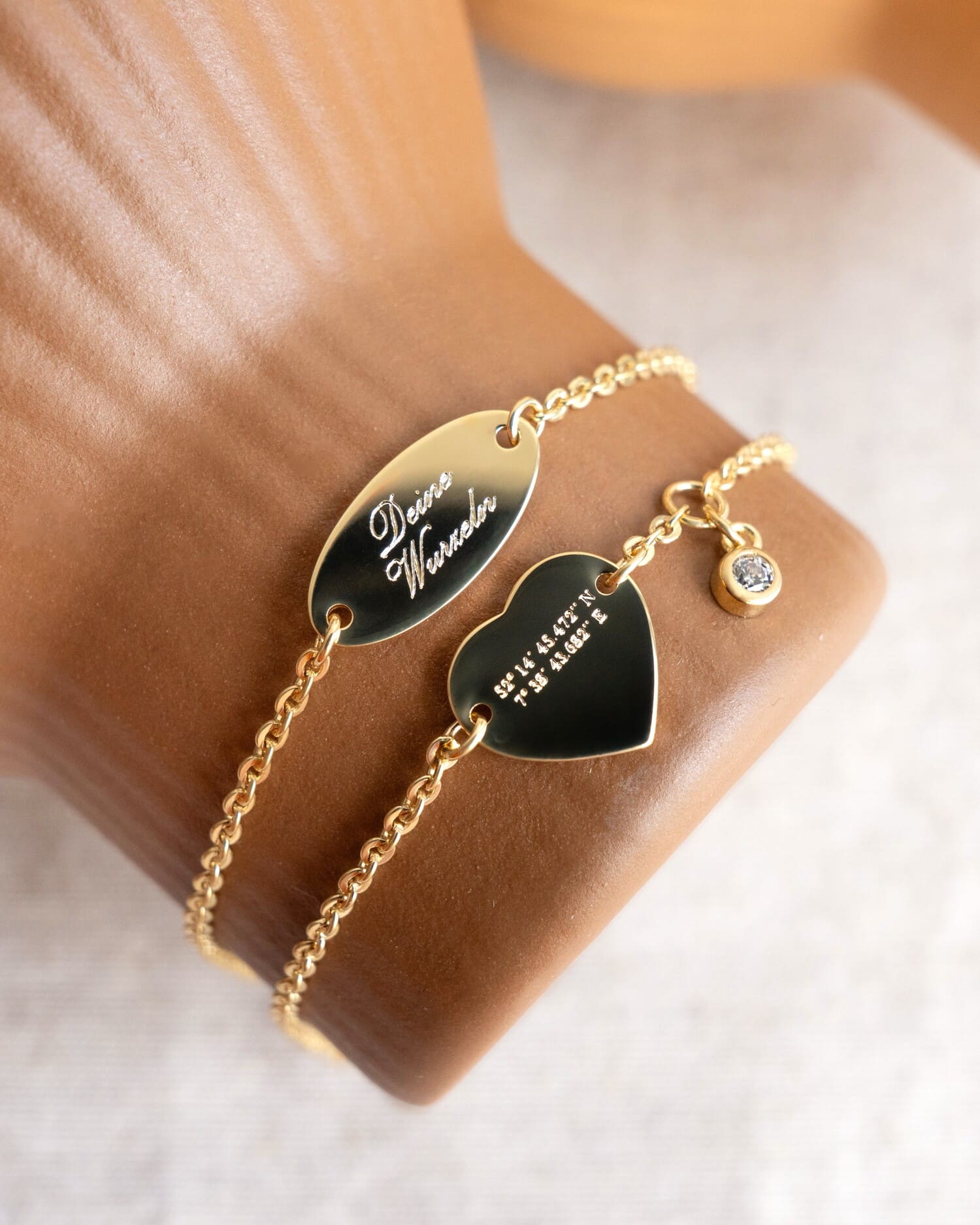 Coordinates engraving bracelet engraving plate heart zirconia
