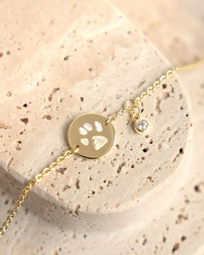 Paw print engraving bracelet engraving plate round zirconia