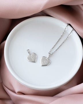 Heart necklace engraving plate pendant 12mm