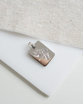 Footprint engraving plate necklace pendant rectangle