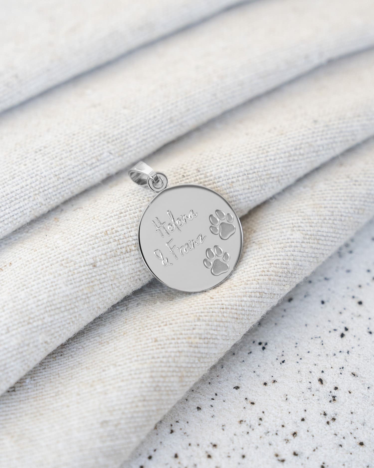 Engraving plates necklace pendant paw print 16mm