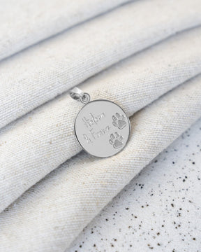 Engraving plates necklace pendant paw print 16mm