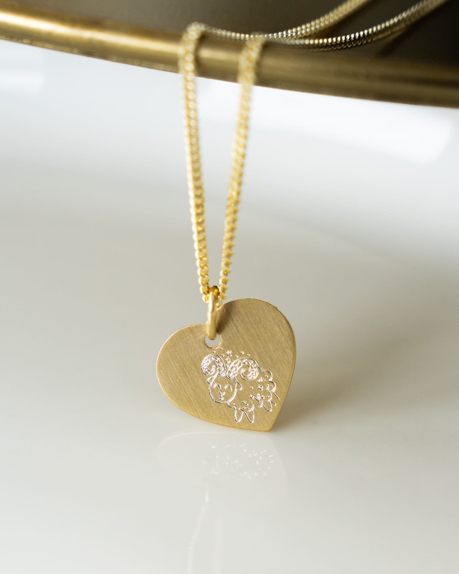 Star sign heart necklace engraving plate pendant 13mm