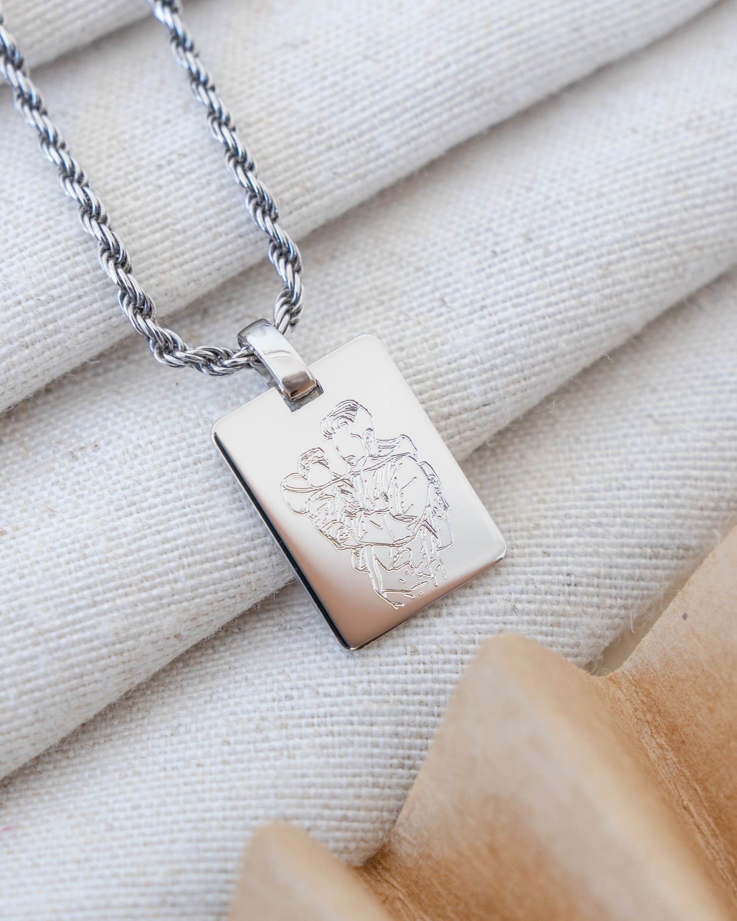Graphic upload engraving plate necklace pendant rectangle