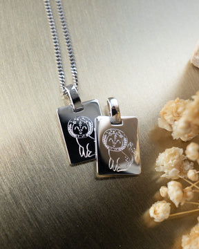 Engraving plates necklace pendant square