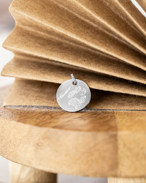 Engraving plates necklace pendant zirconia round