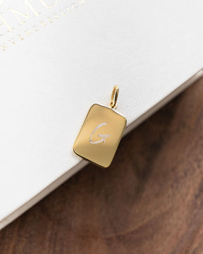 Initials engraving plates necklace pendant square
