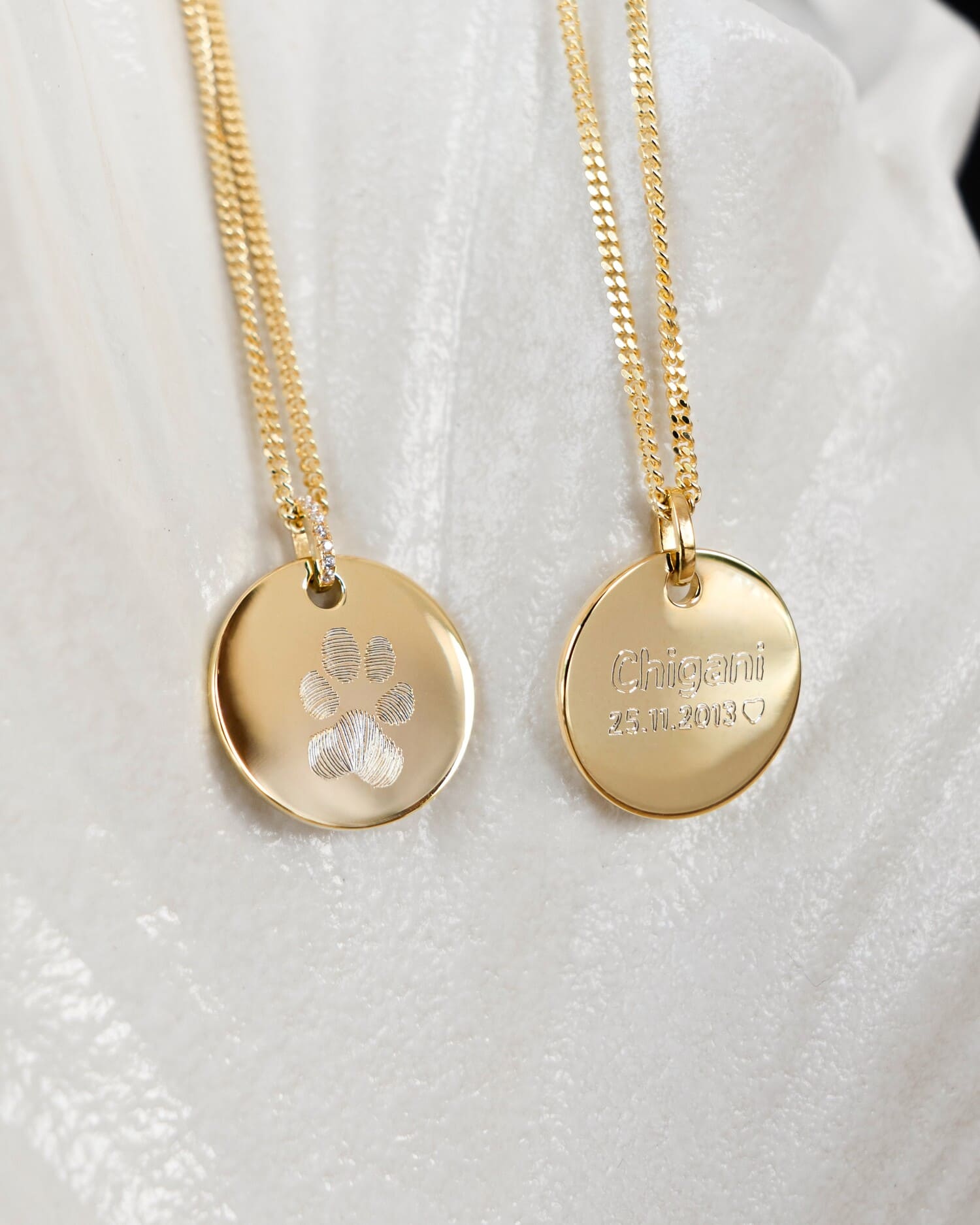 Engraving plates necklace pendant round zirconia 16mm