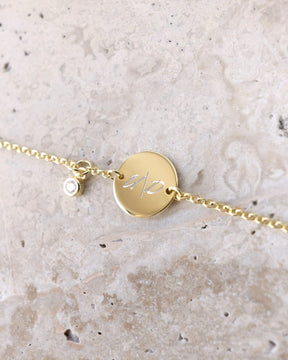 Initials engraving bracelet engraving plate round zirconia