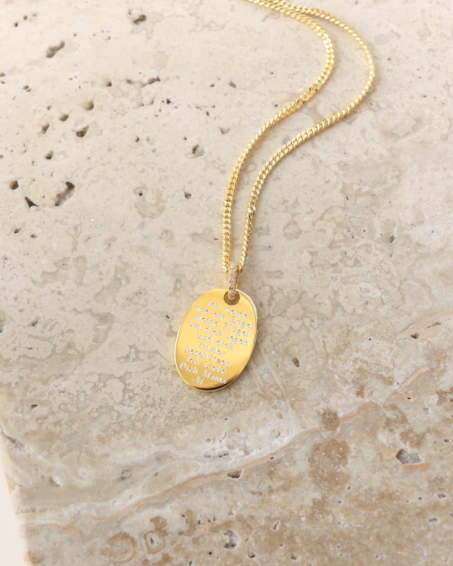 Engraving plates necklace pendant zirconia oval