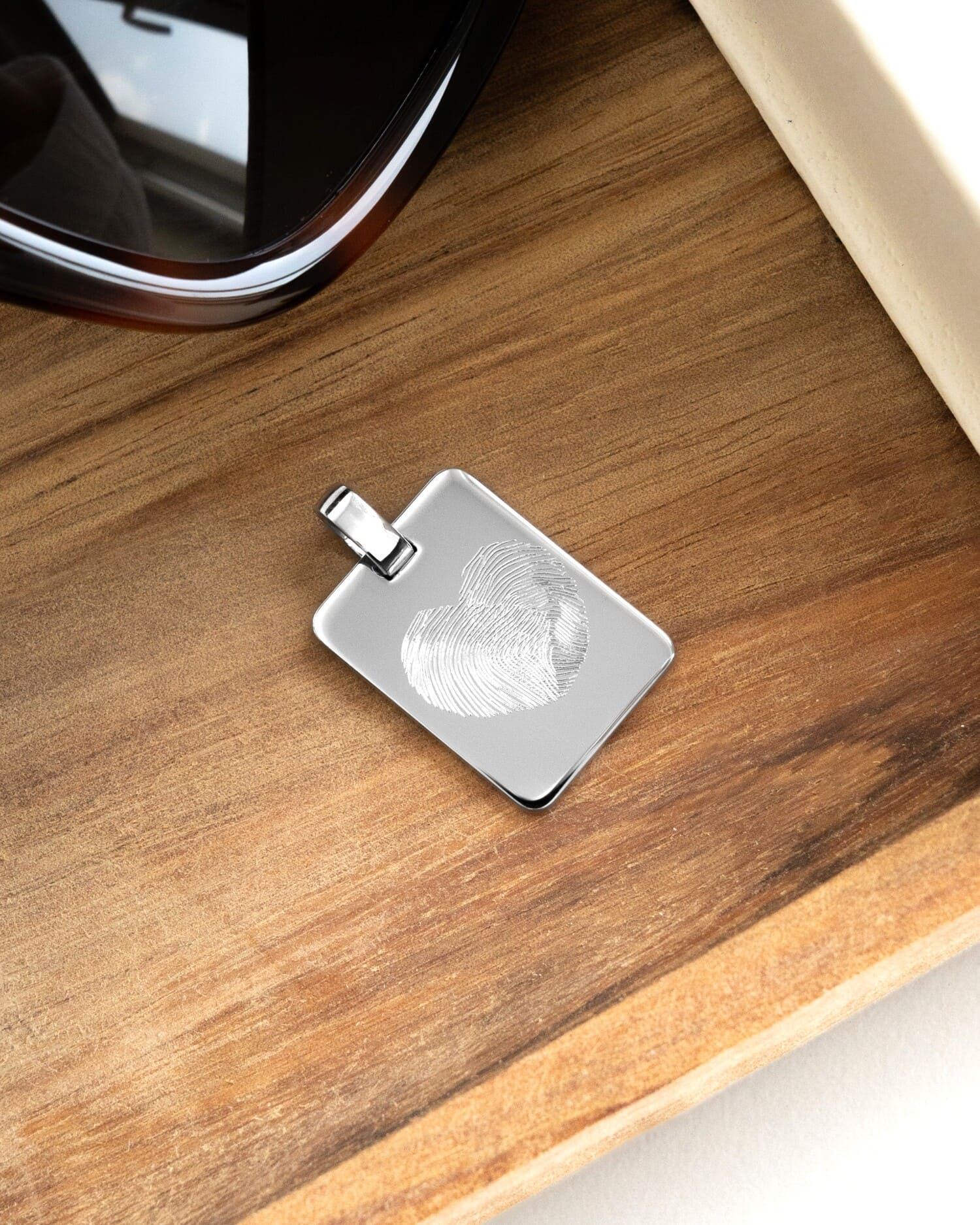 Fingerprint engraving plates necklace pendant rectangle