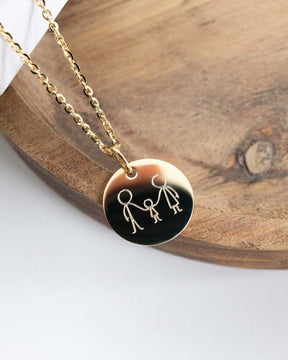 Engraving plate necklace pendant round 12mm