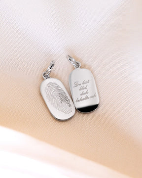 Fingerprint engraving plates necklace pendant oval