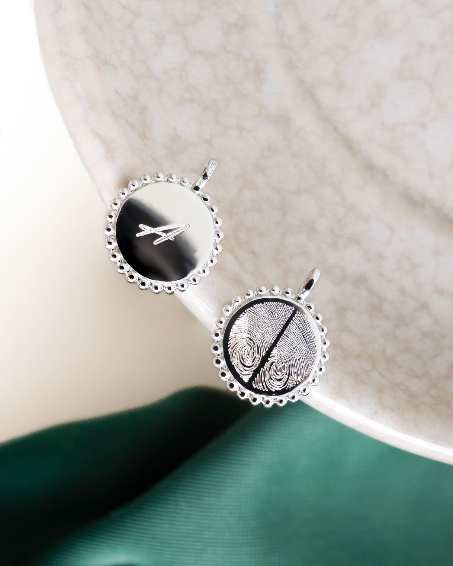 Engraving plates necklace pendant round 14mm