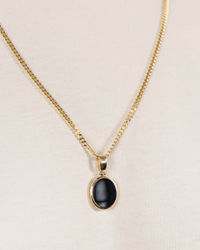 Onyx oval engraving plate necklace