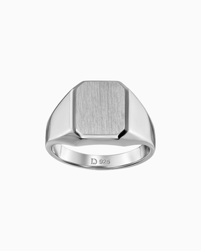Signet ring octagon brushed