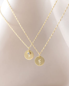 Engraving plates pendant necklace zirconia 12mm