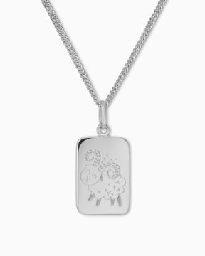 Zodiac sign engraving plates necklace pendant square