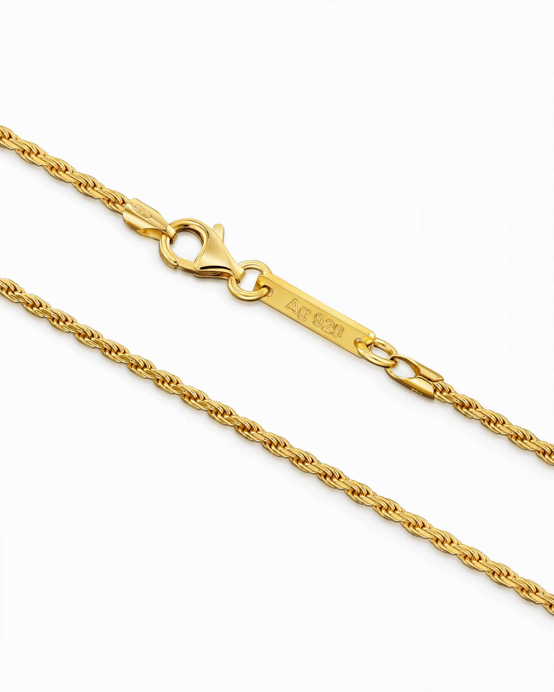 Cord necklace 925 silver 18 carat gold-plated 2.00mm