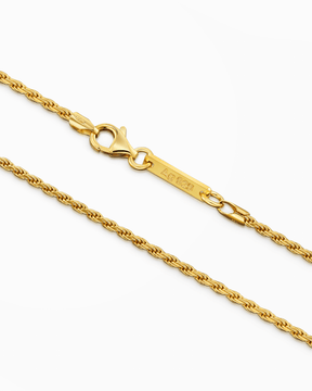 Cord necklace 925 silver 18 carat gold-plated 2.00mm