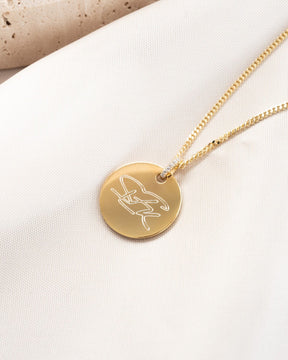 Engraving plates necklace pendant zirconia round