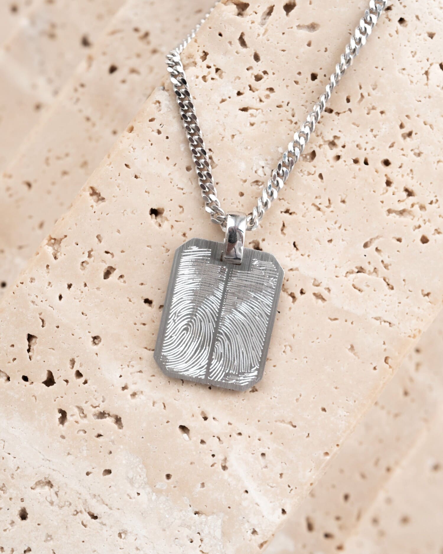 Fingerprint engraving plates necklace pendant octagon