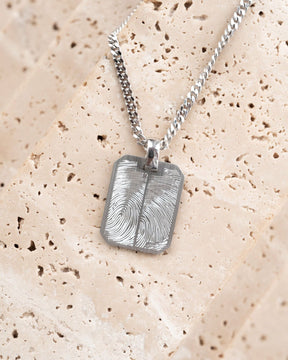 Fingerprint engraving plates necklace pendant octagon