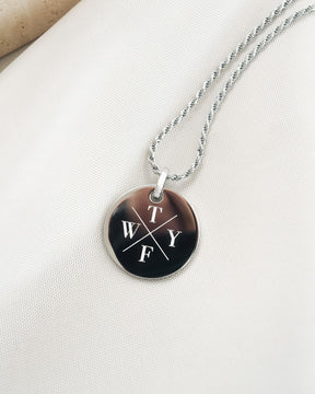Initials engraving plates necklace pendant zirconia round