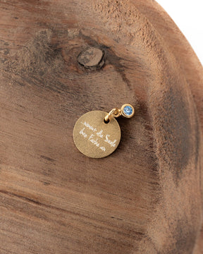 Engraving plates pendant necklace zirconia blue 12mm