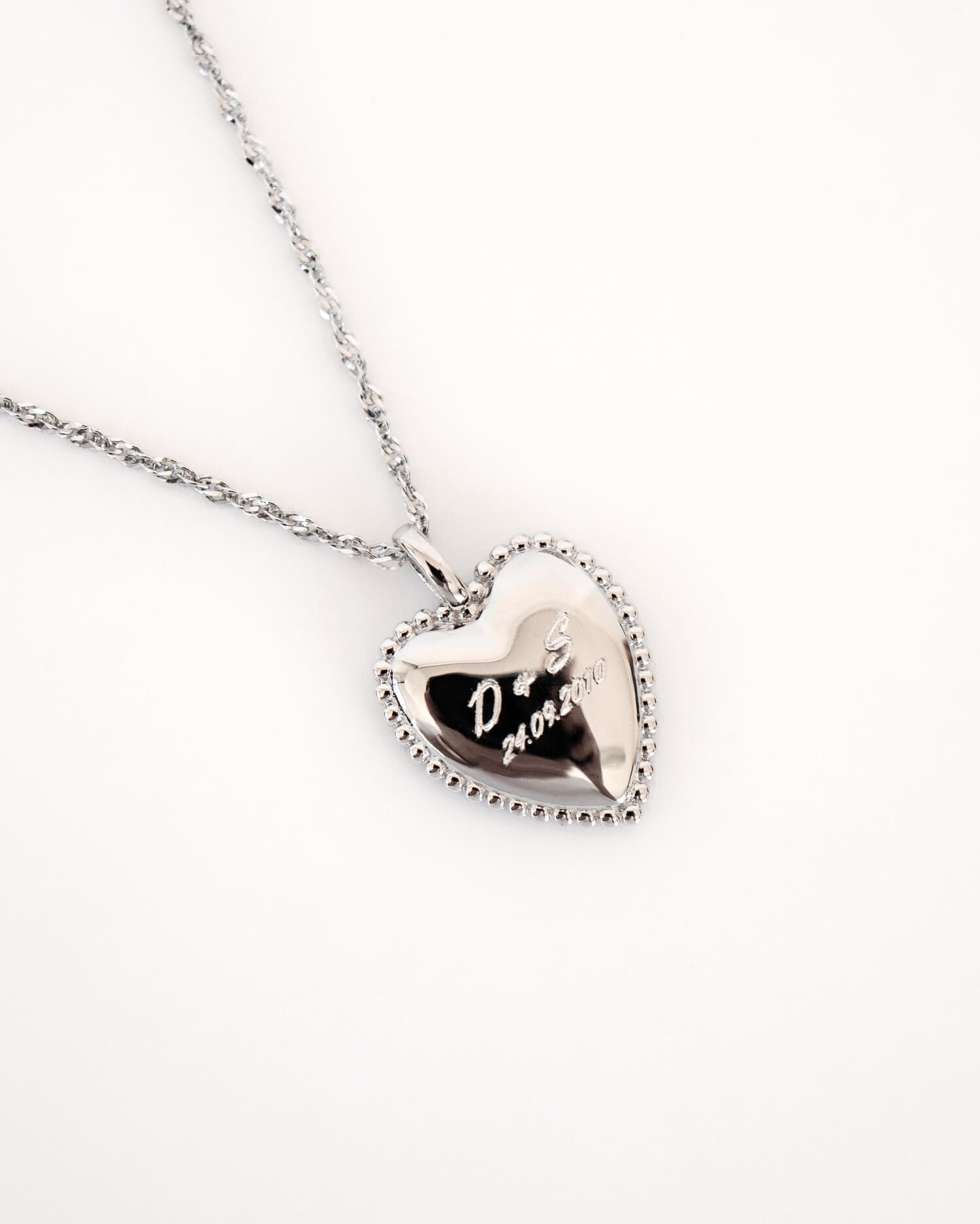 Heart necklace engraving plate pendant