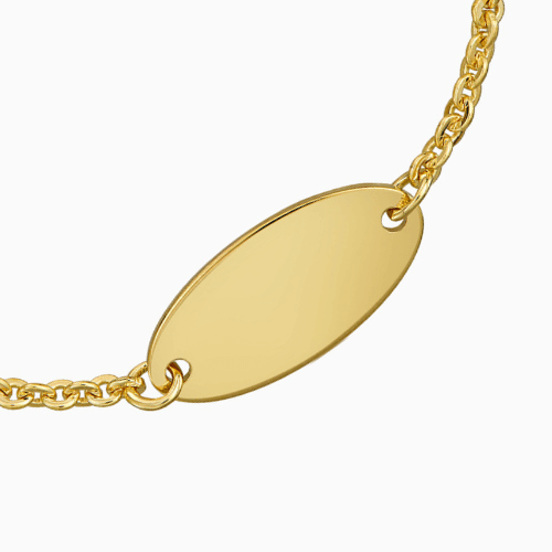 Oval engraving bracelets for children/babies - 925 silver 18k gold-plated