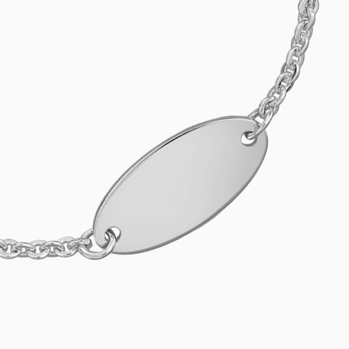Oval engraving bracelets for children/babies - 925 silver rhodium-plated