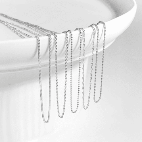 Ladies' 925 silver rhodium-plated strap chains