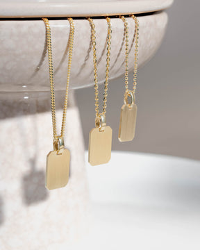 Engraving plates necklace pendant square
