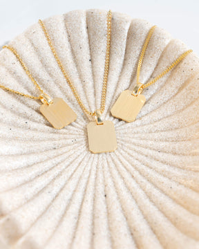 Birth flower engraving plates necklace pendant square