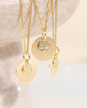 Engraving plates necklace pendant tree of life 12mm