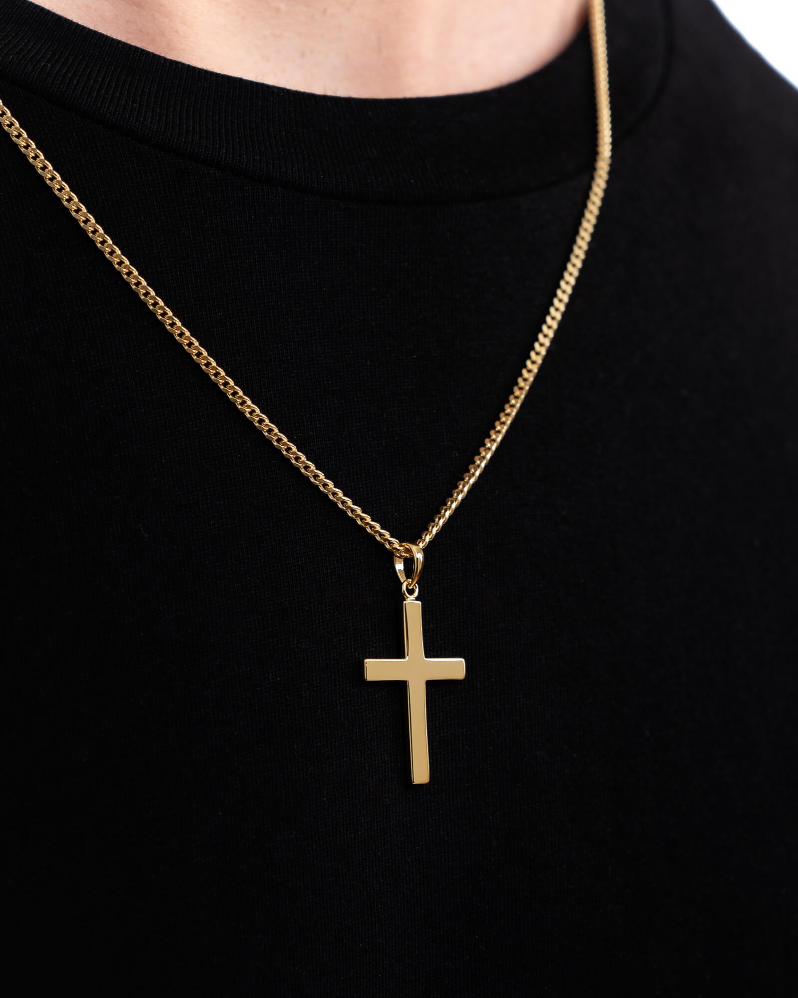 Collier Croix Plaque de gravure Pendentif Poli
