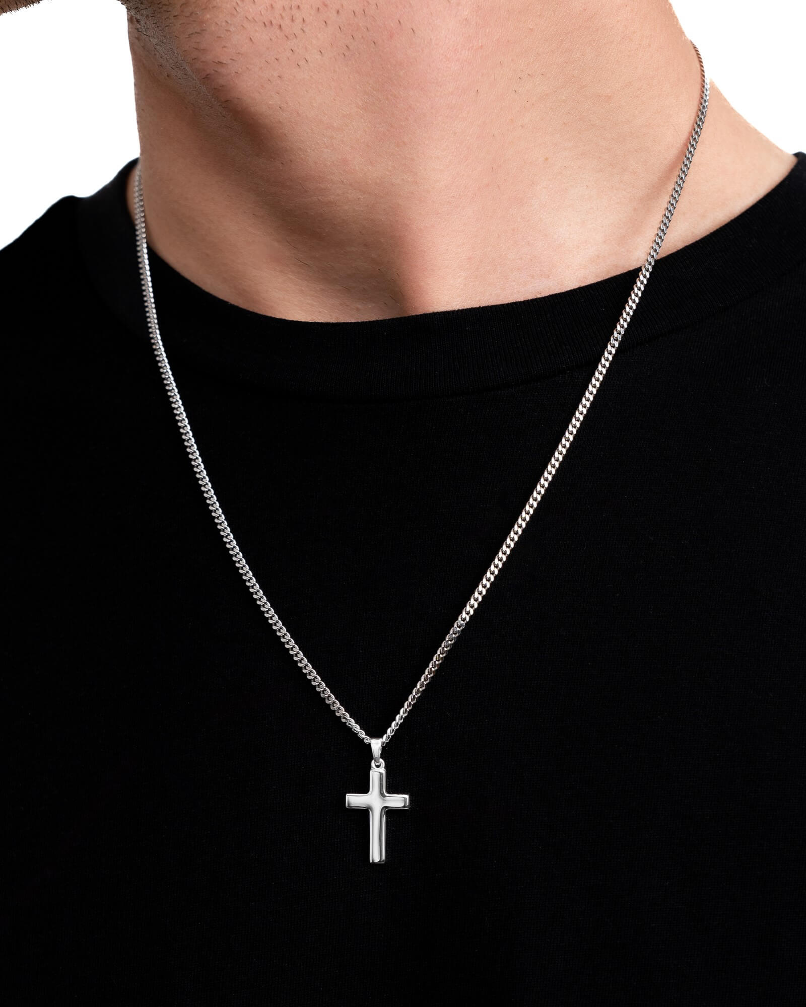Collier Croix Plaque de gravure Pendentif Poli