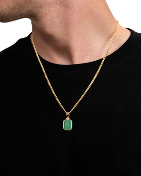 Collier de malachite octogonale gravée