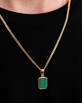 Collier de malachite octogonale gravée