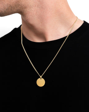 Initiales Plaques gravées Collier Pendentif Rond Poli