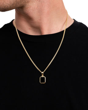 Collier avec plaque gravée en onyx octogonal