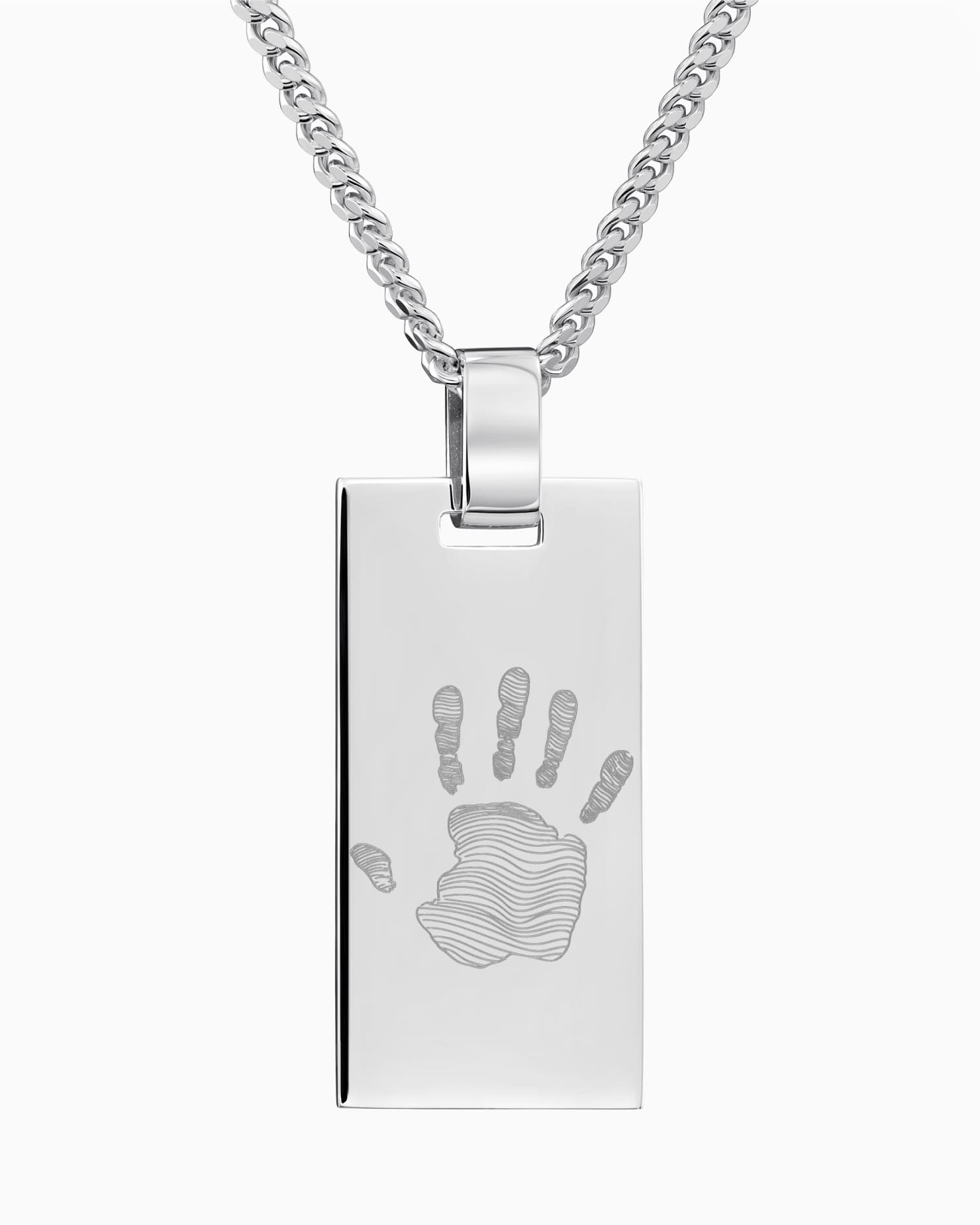 Empreinte de la main Plaques à graver Collier Pendentif Rectangle