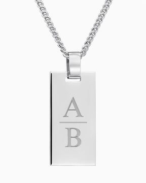 Initiales Plaques à graver Collier Pendentif Rectangle