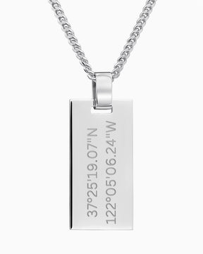 Coordonnées Plaques à graver Collier Pendentif Rectangle
