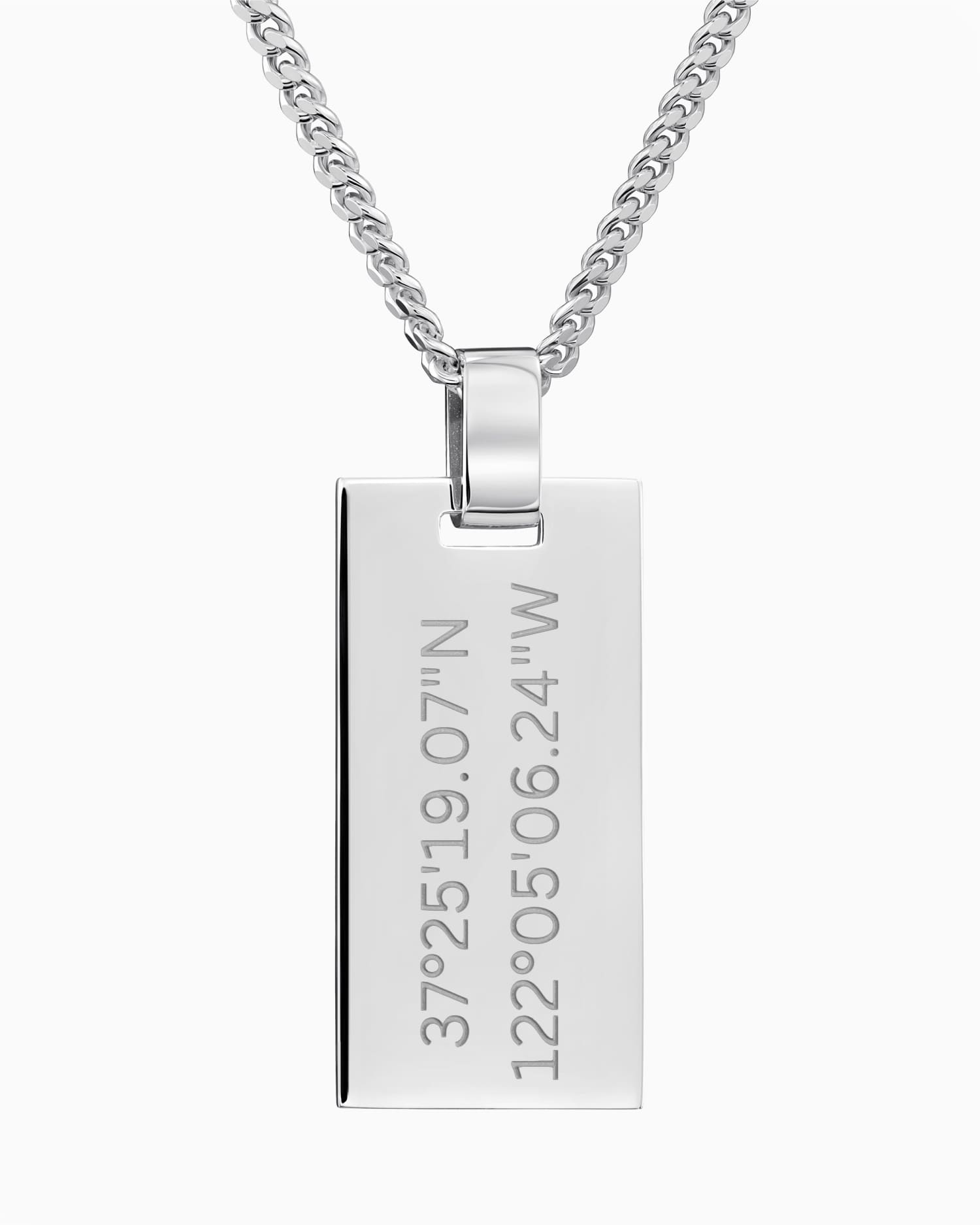 Coordonnées Plaques à graver Collier Pendentif Rectangle