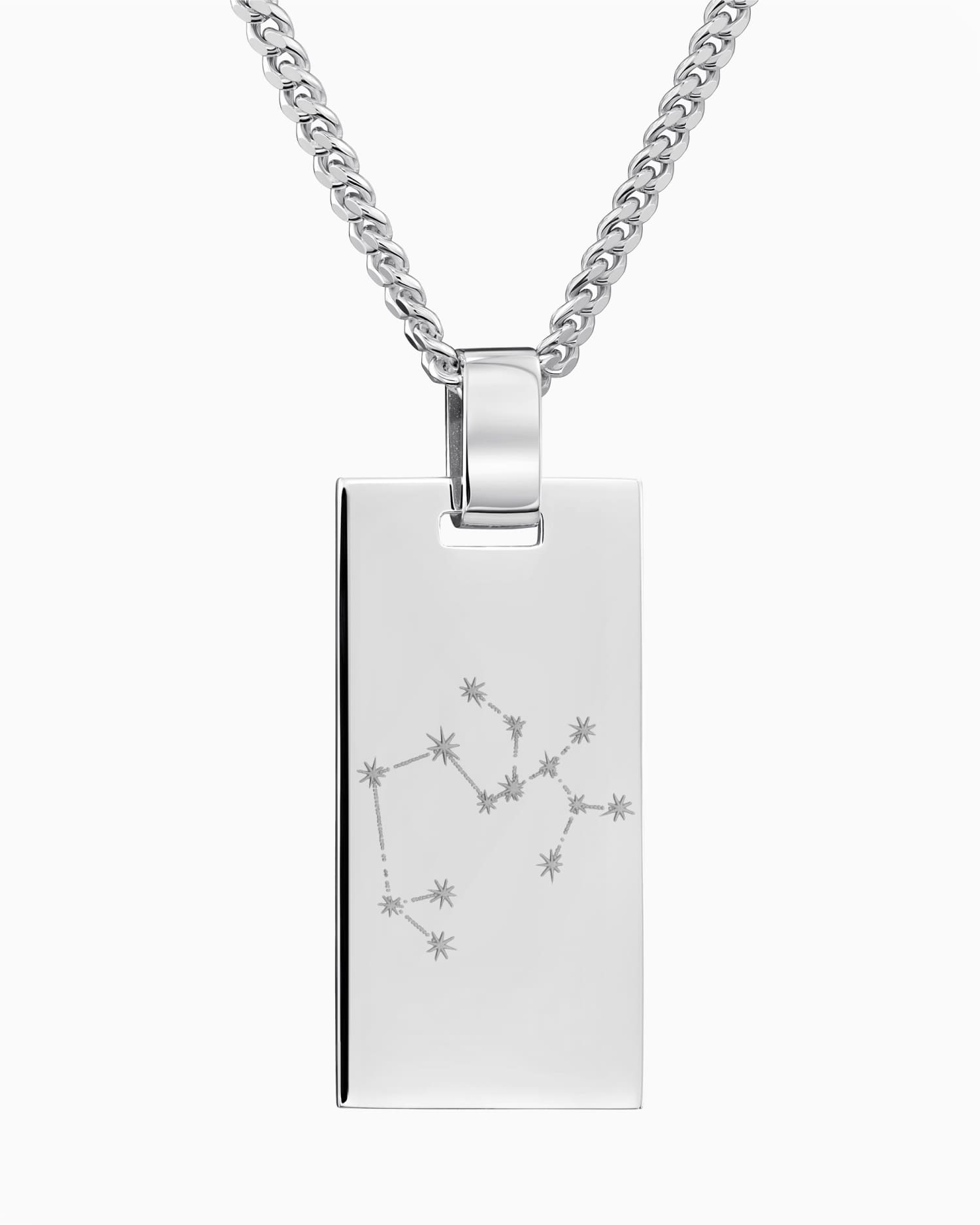 Signe du zodiaque Plaques gravées Collier Pendentif Rectangle